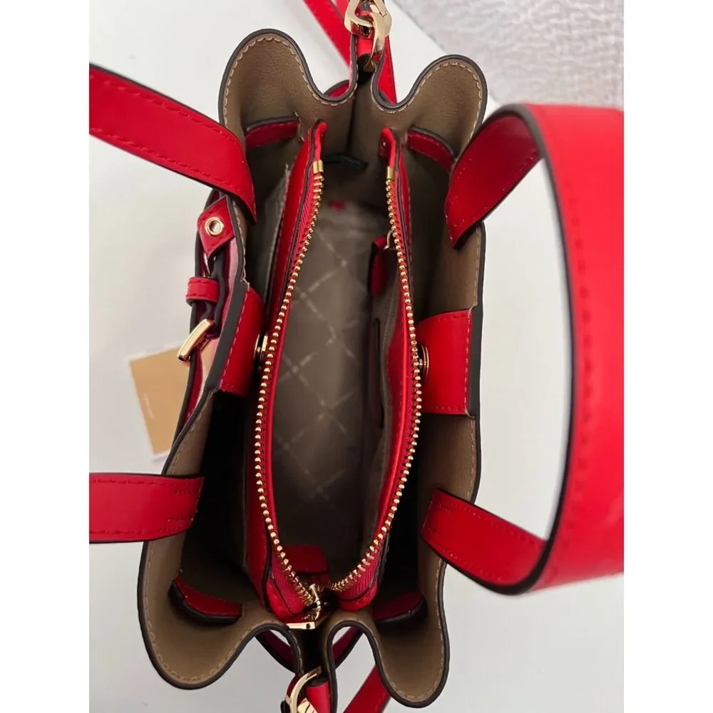 Michael Kors Emilia Small Pebbled Leather Satchel in bright red